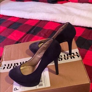 Navy heels. Worn once